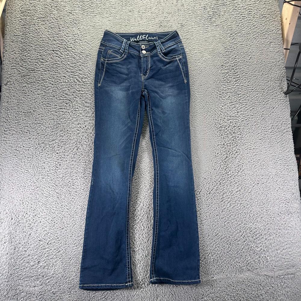 WallFlower Jeans Women 5 Blue Cotton Denim Bootcut Curvy Workwear Faded Stretch